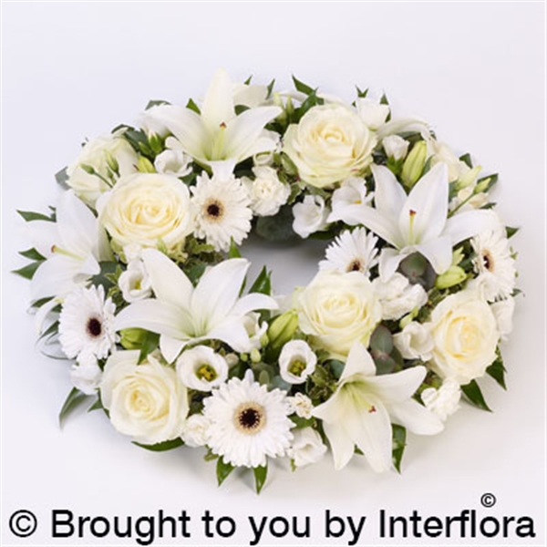 Rose and Lily Wreath White